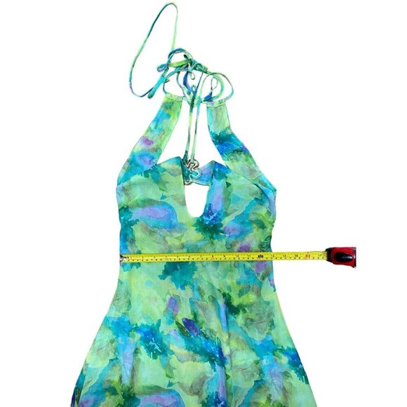 For Love and Lemons Sz S Dress Green Halter Maxi Retro Boho Resortwear Preppy - Picture 7 of 9